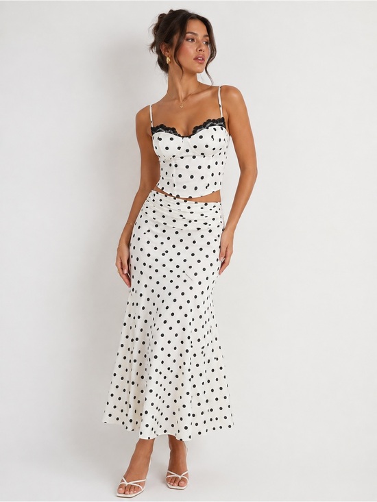 Commense Dresses & Skirts - Polka Dot Lace Trim Cami Top & Skirt Sets
